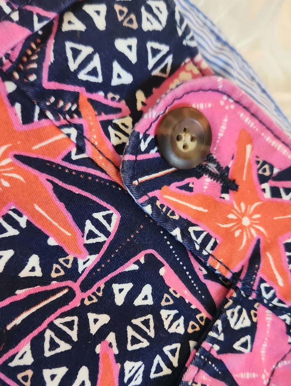 Juniors Shorts - Printed Starfish Shorts - Navy, Pink & Orange